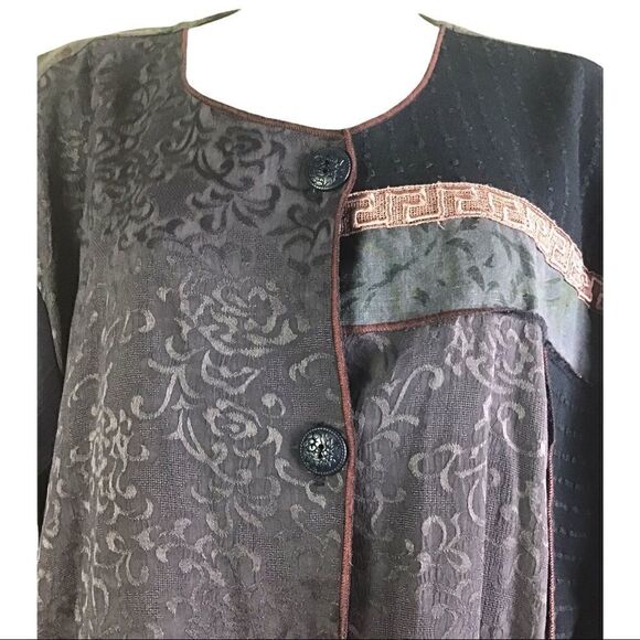 Spenser Alexis VTG Lagenlook Mixed Materials Button Front Blouse/Jacket - Picture 3 of 12